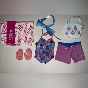 American Girl Floral Swim Set with Tote - Purple and Blue